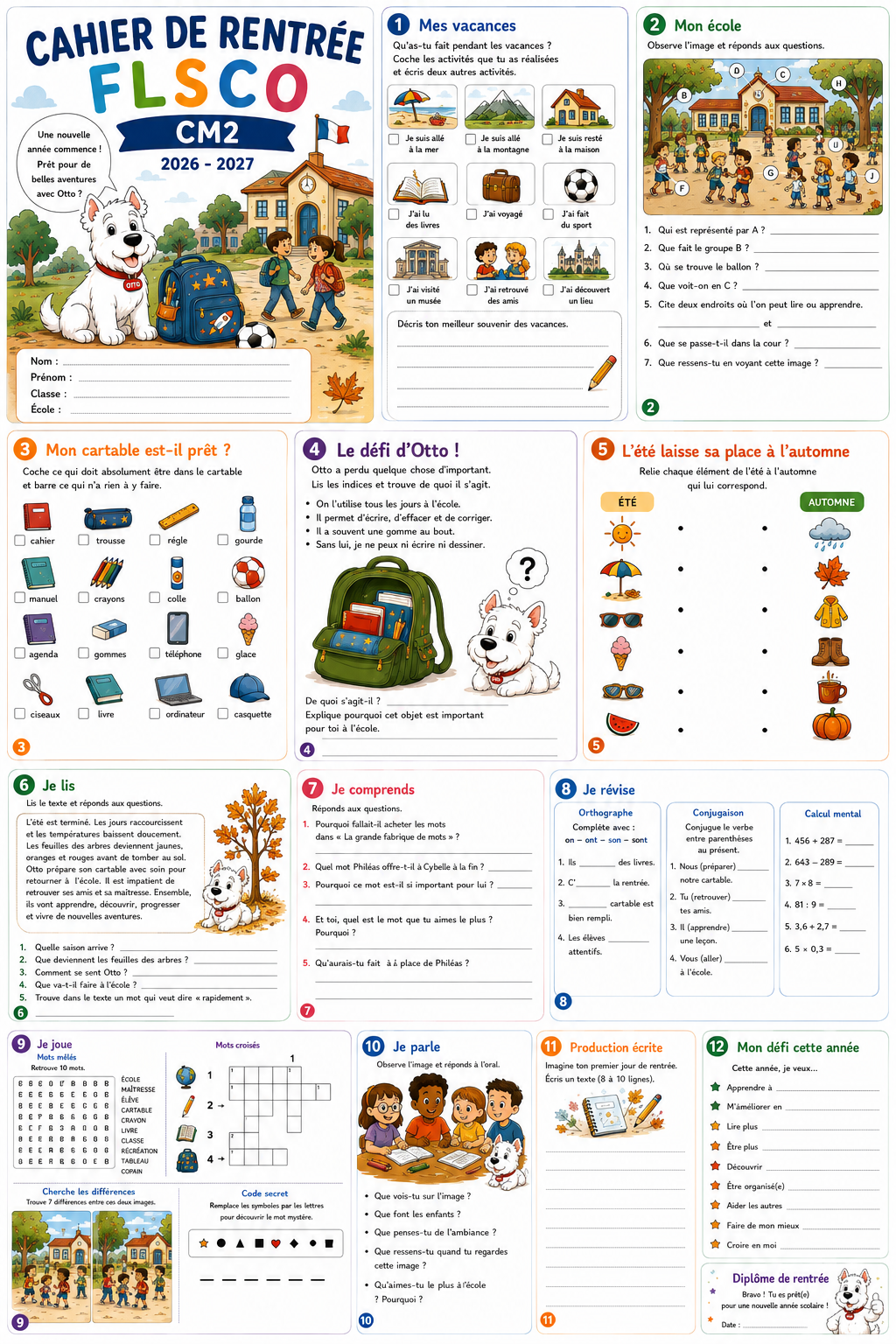 Couverture — Cahier de rentrée FLSco — CM2