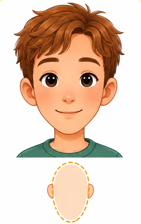 C'est un visage allongé.