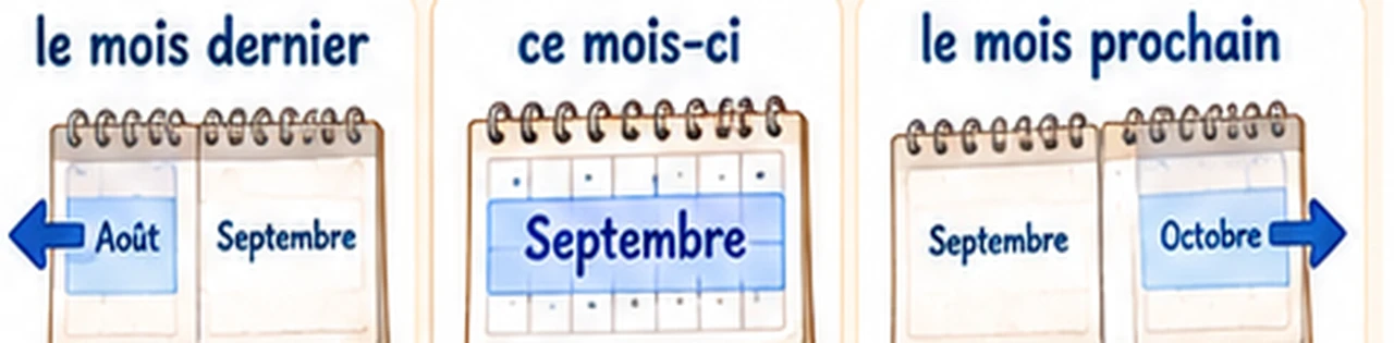 Frise : le mois dernier, ce mois-ci, le mois prochain