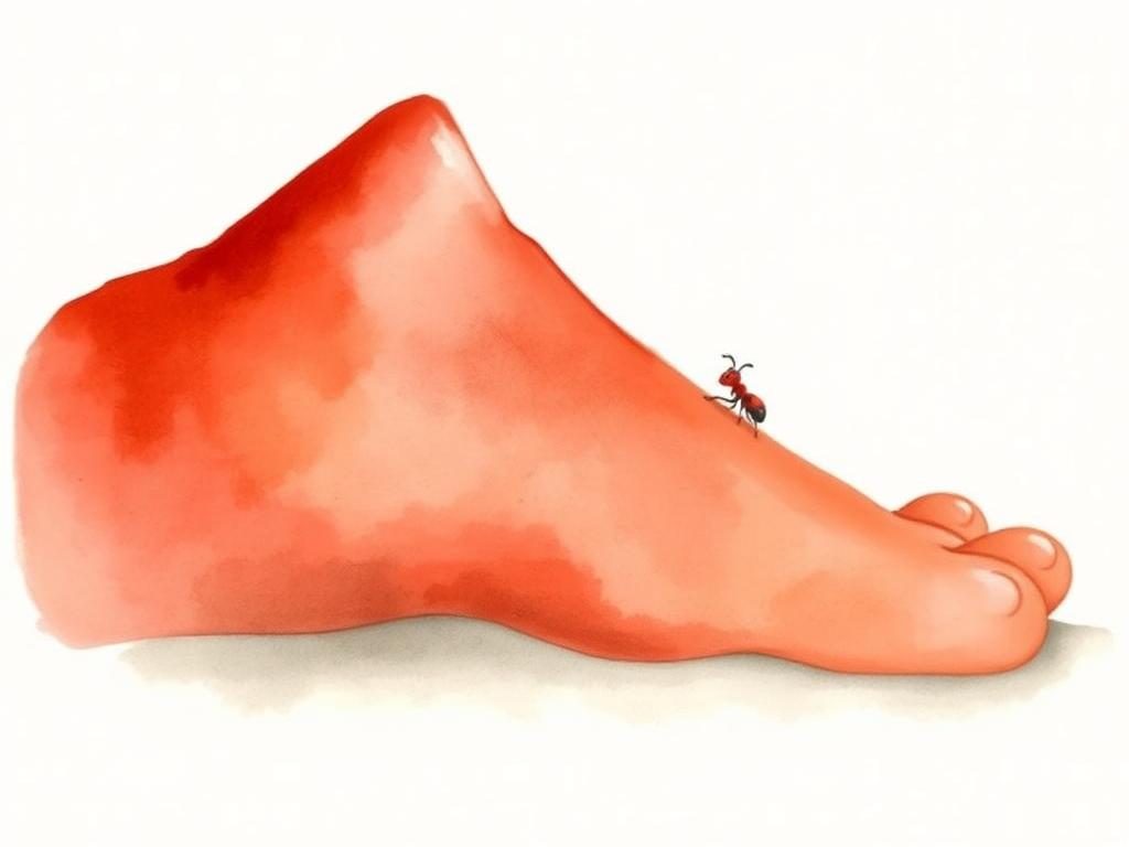 Une immense montagne rouge (en réalité une patte)